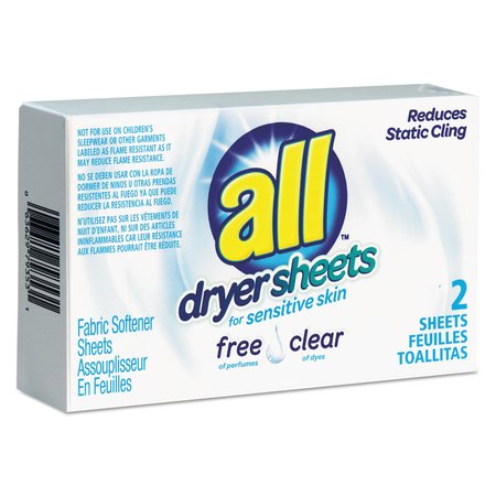 ALL Free Clear Vend Pack Dryer Sheets, Fragrance Free, 2 Sheets/Box, PK100 R1-2979353